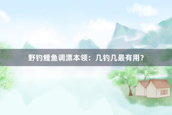 野钓鲤鱼调漂本领：几钓几最有用？